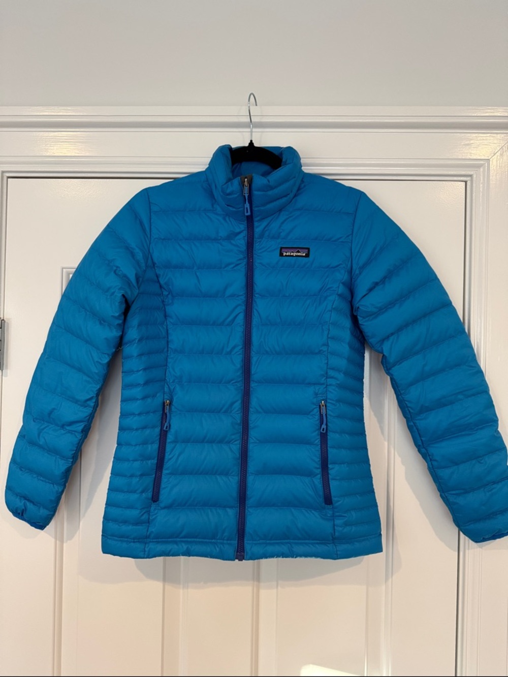 Patagonia Women’s Electric Blue Down Sweater Jacket